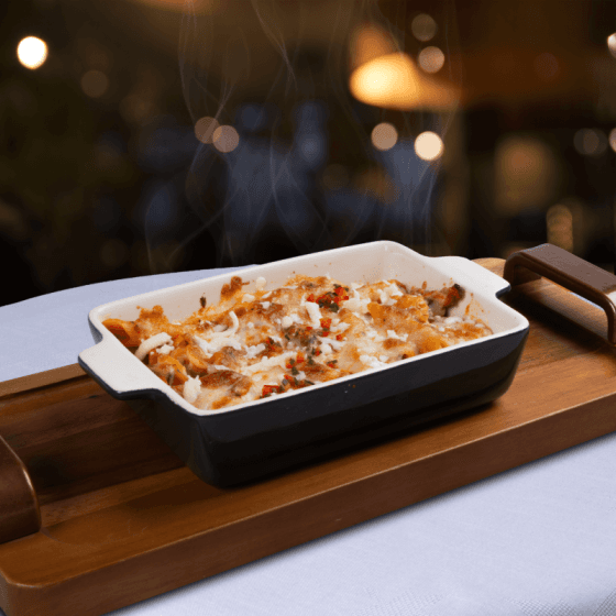 Penne gratinate cu bacon 400g